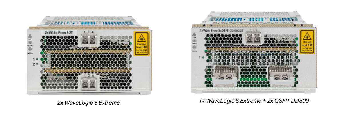 2x WaveLogic 6 Extreme 1x WaveLogic 6 Extreme + 2x QSFP-DD800