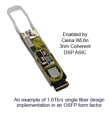 Example of 1_6Tbs single fiber design implementation in an OSFP form factor_Ciena