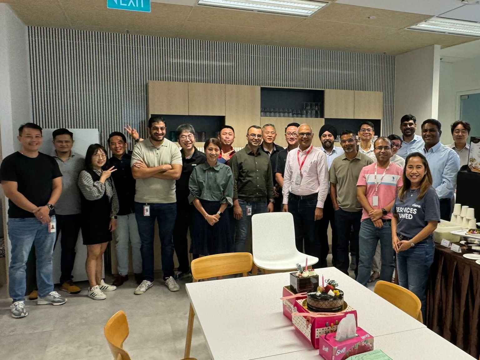 A group of employees in the Singapore office