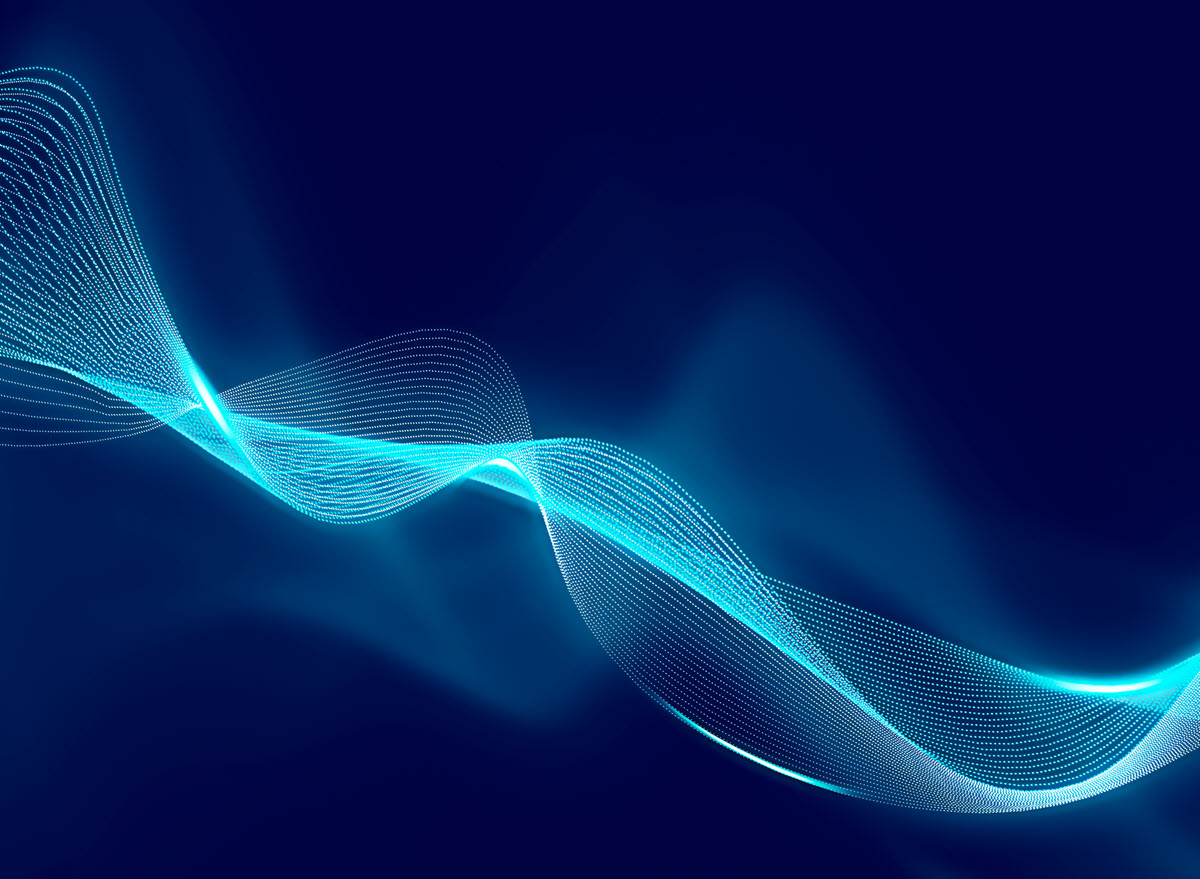 Data technology abstract futuristic illustration. wave lines from blue dots